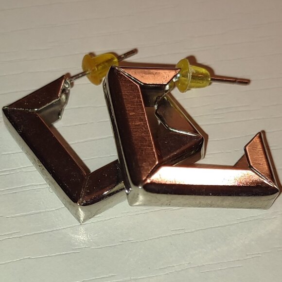 Square Silver Stud Earrings - Picture 1 of 7